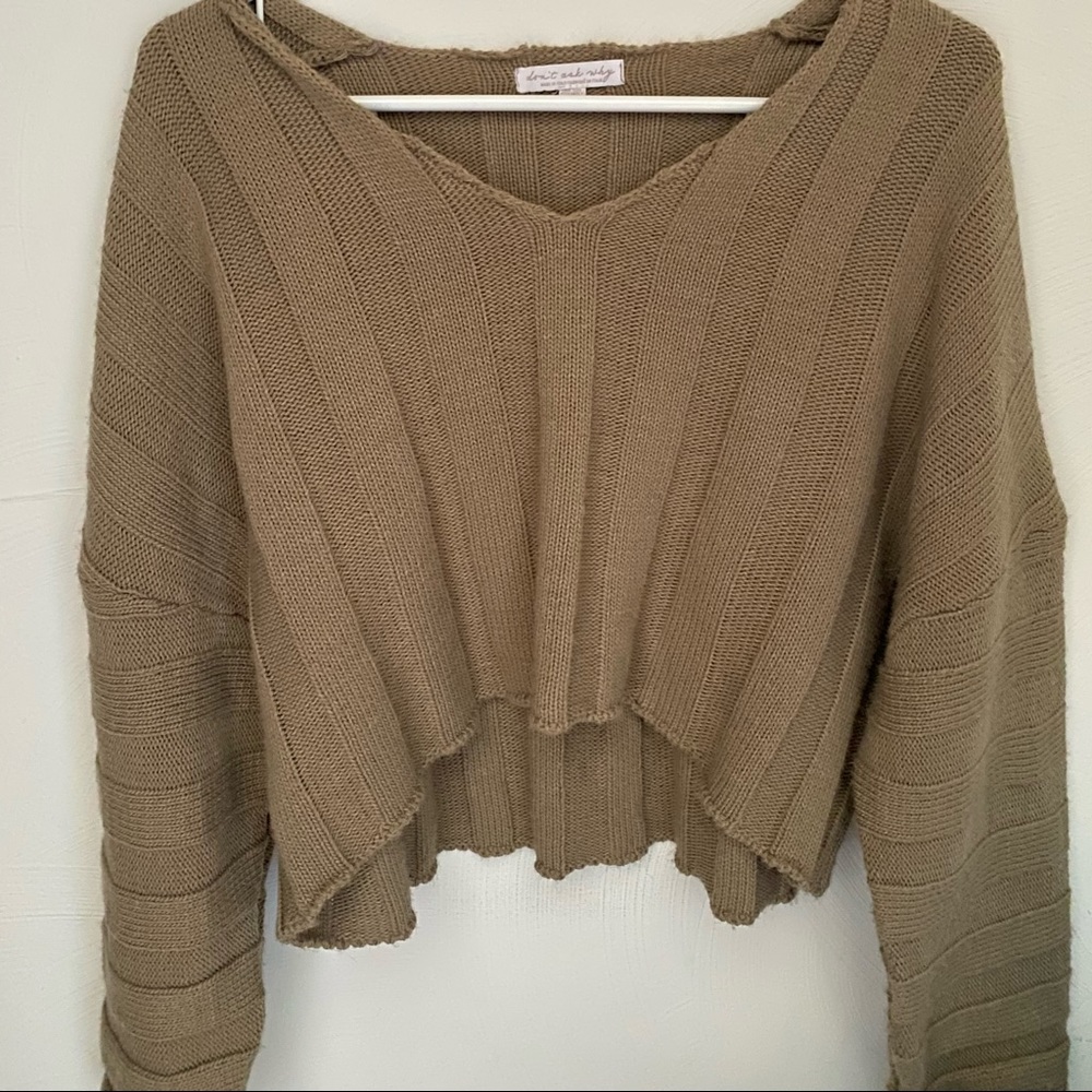 DONT ASK WHY Cropped Cable Knit Sweater “OSFM”
